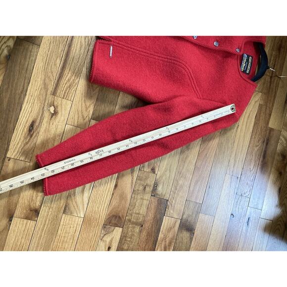 Geiger Tyrol Austria Boiled Wool Cardigan Knit Sweater Jacket Red Sz 42- Large - Picture 9 of 9